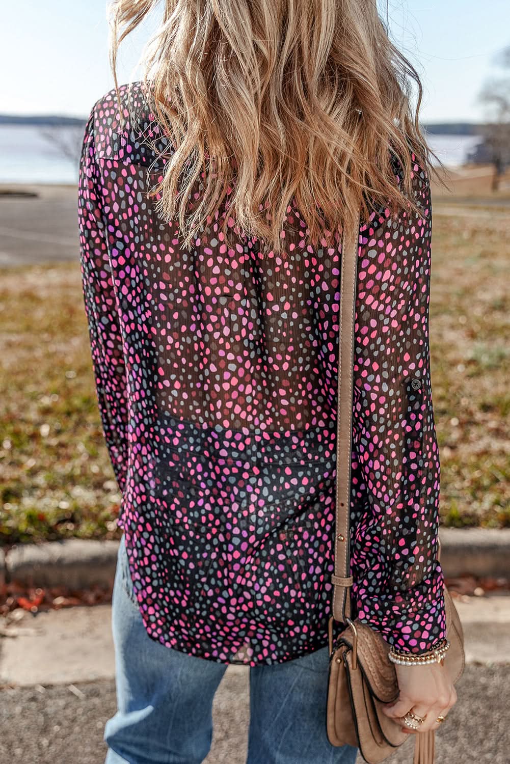 Grape Wine Polka Dot Printed Buttoned Casual Shirt - Love Salve